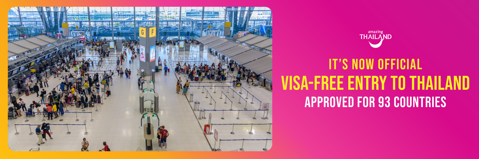 Visitors from 93 countries will now be able to enjoy visa-free entry to Thailand