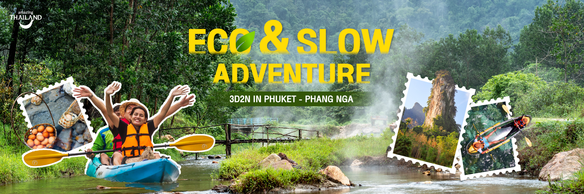 Eco & Slow Adventure  3D2N in Phuket - Phang Nga Kayaking, Rafting, and Hot Springs