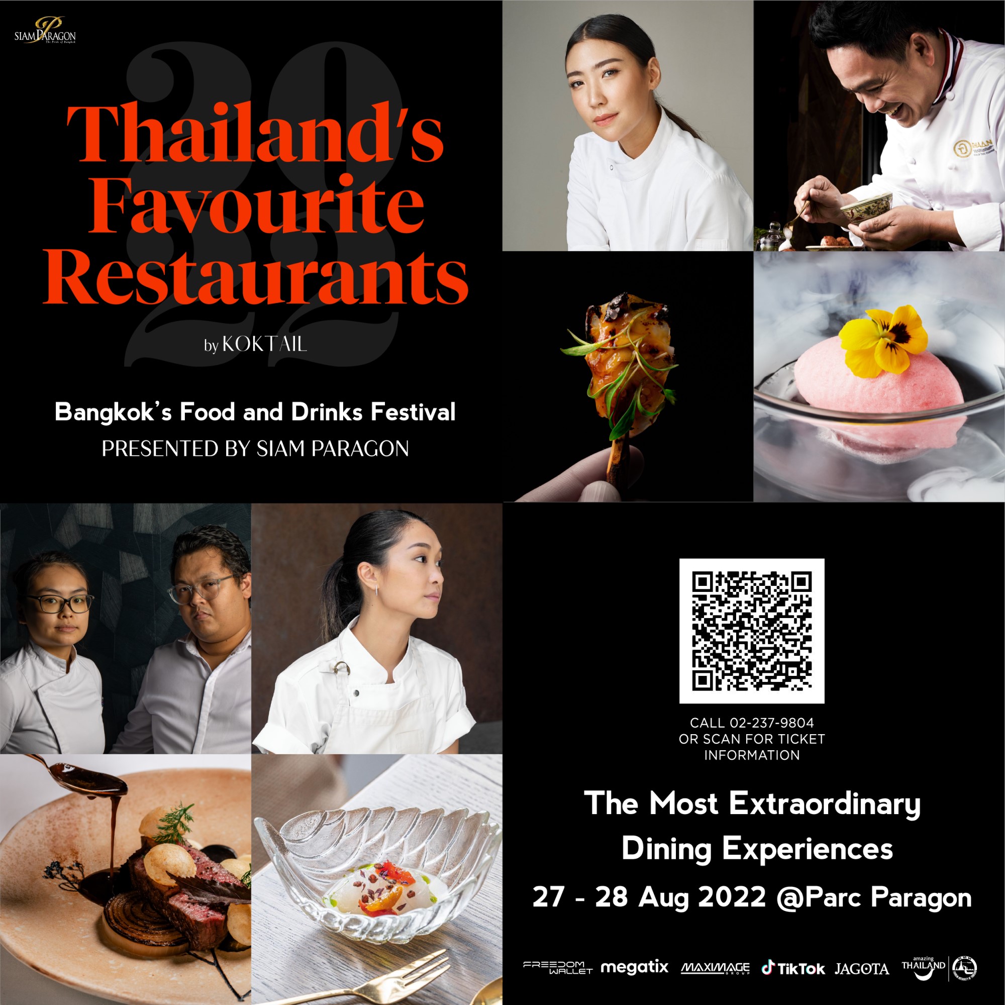 The culinary event of the year “Thailand’s Favourite Restaurants by Koktail Presented by Siam Paragon” at Parc Paragon in August 2022