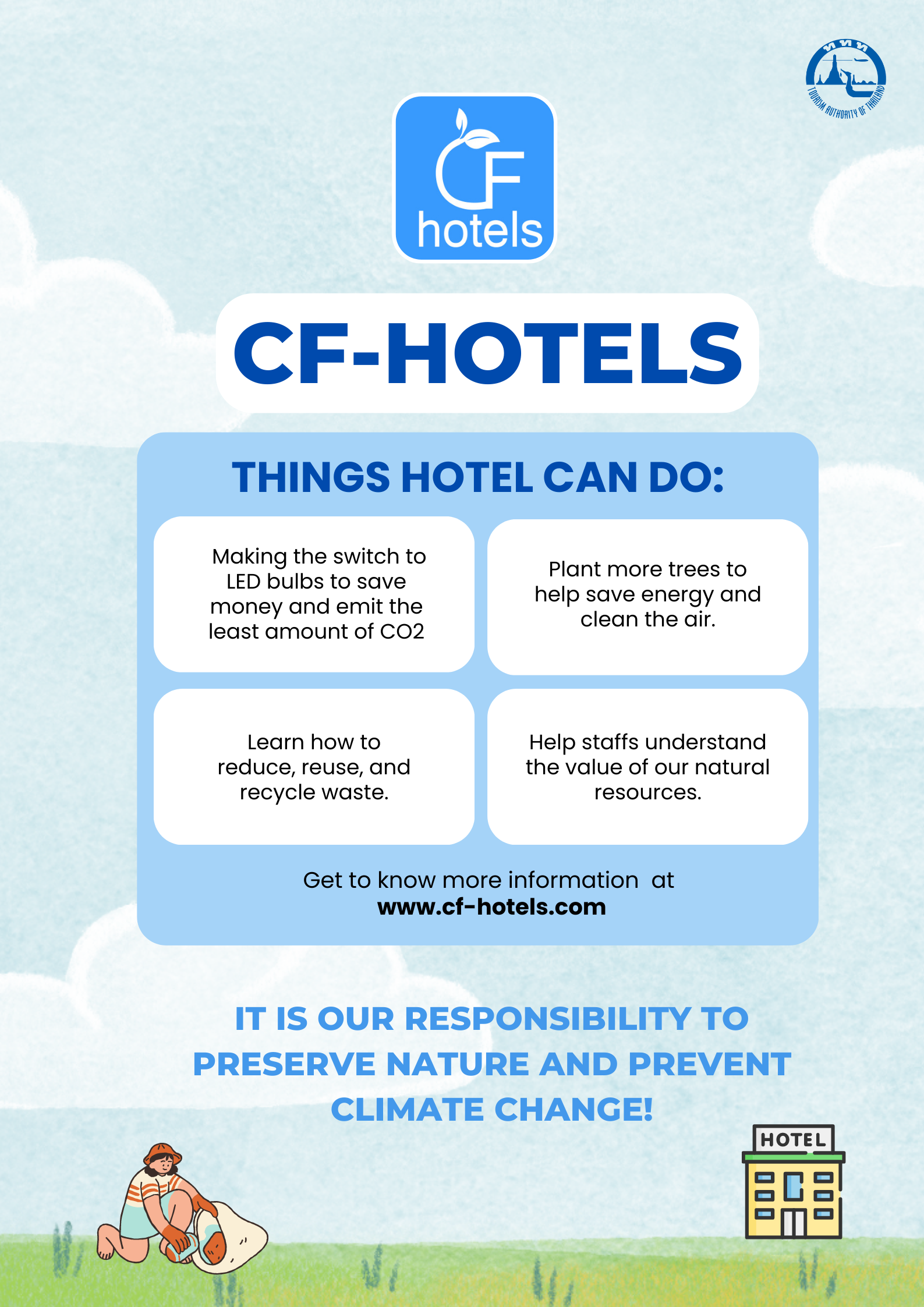 CF-Hotels, online platform to enable hotel and lodging operators to create a database of environmental inventory.