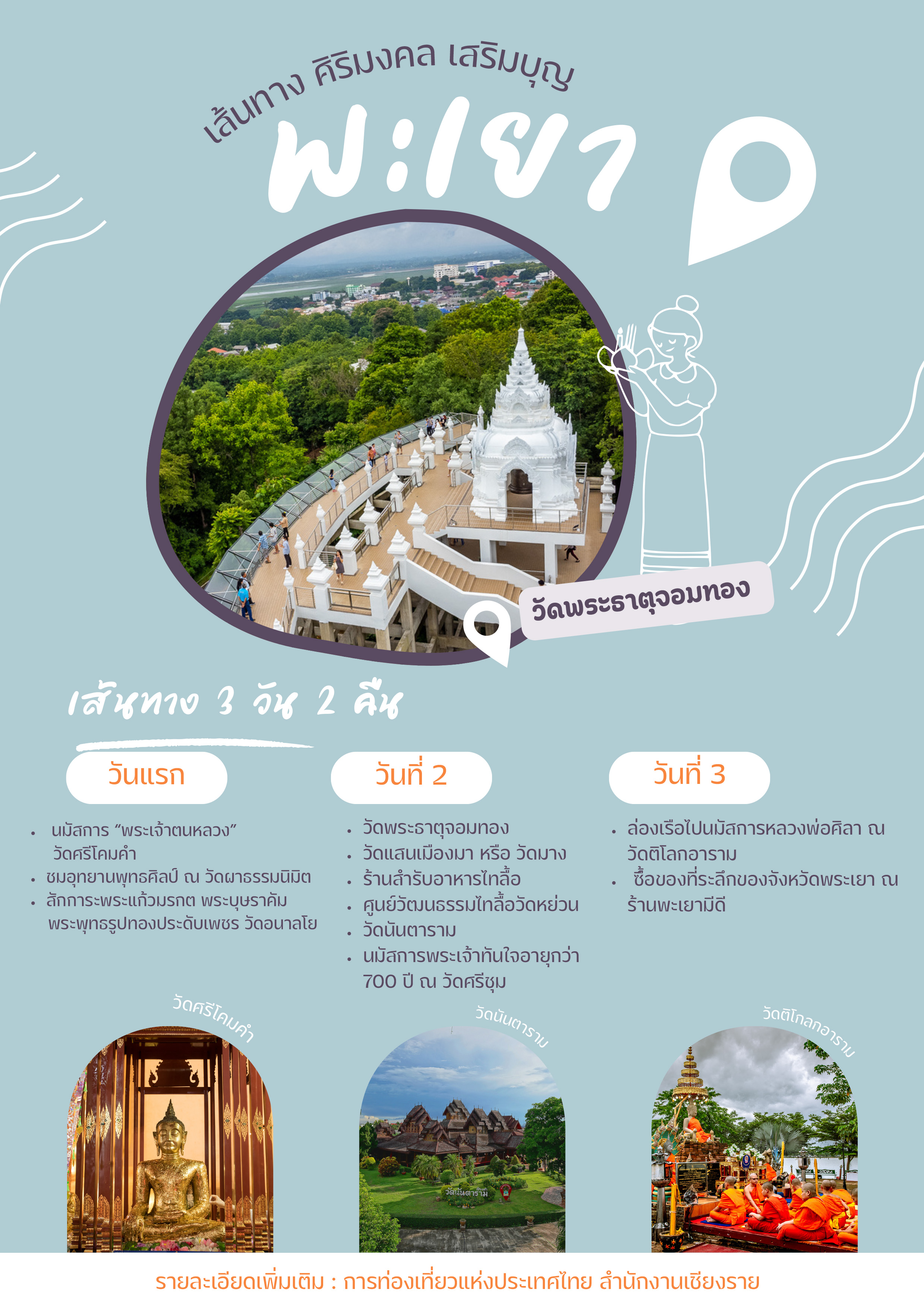 เส้นทางศิริมงคล เสริมบุญ พะเยา 3 วัน 2 คืน