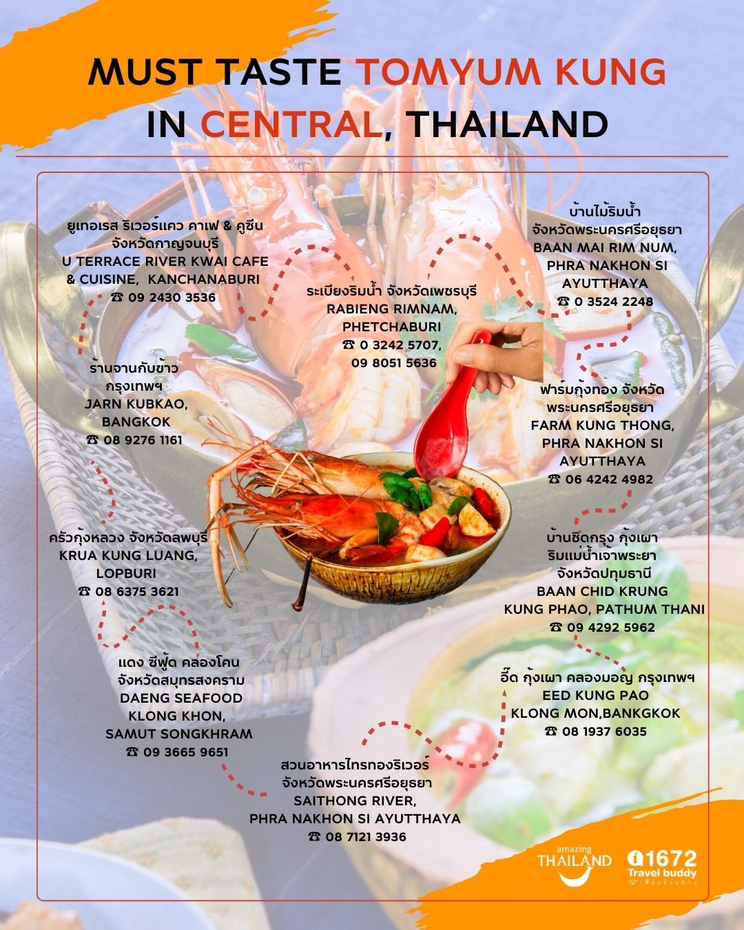 Must taste "Tomyum Kung" in each part of Thailand