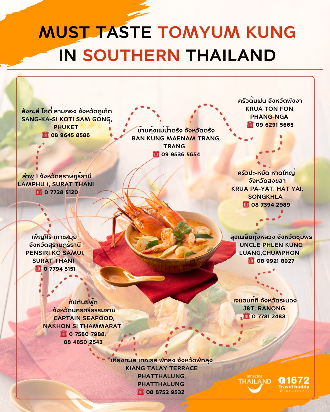 Must taste "Tomyum Kung" in each part of Thailand